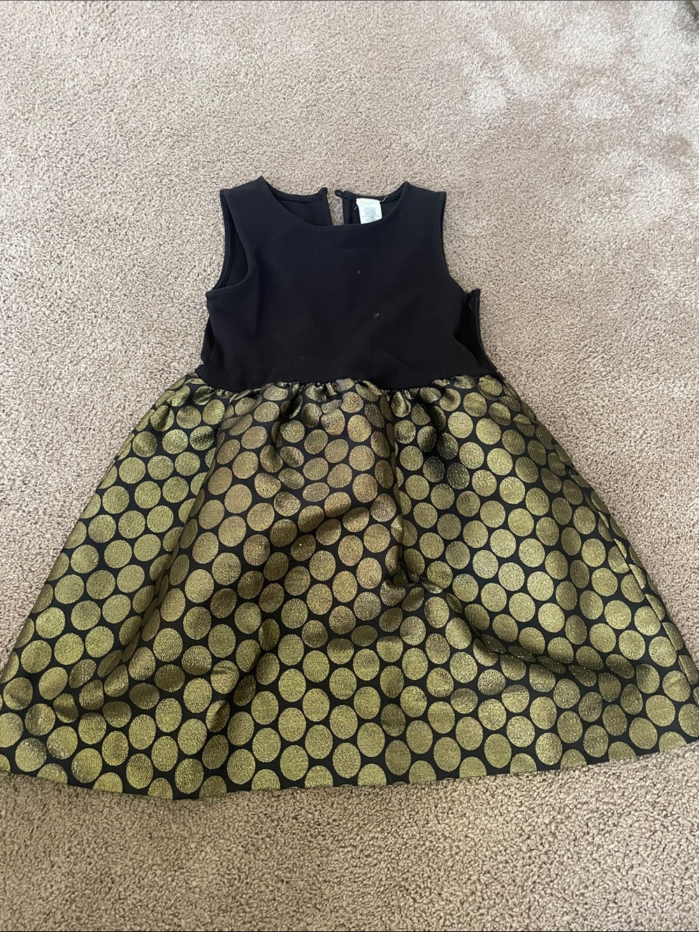 Crewcuts Black Bodice Gold Polka Dot Party Dress